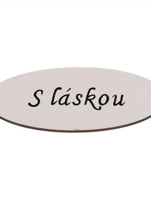 Cedulka "S láskou", barva bílá. V sáčku 12ks, Levný