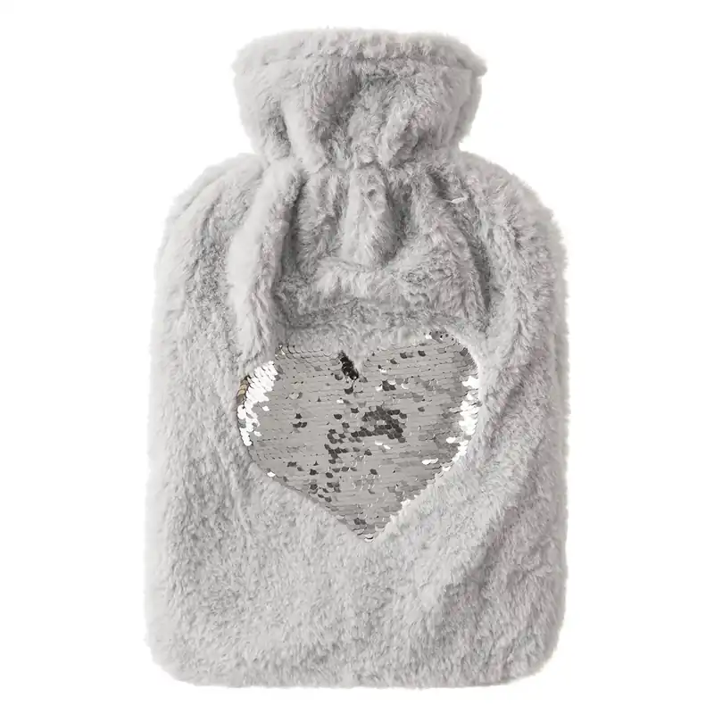 Nová Kolekce Termofor guma/polyester glitter SRDCE 1,6 l šedá