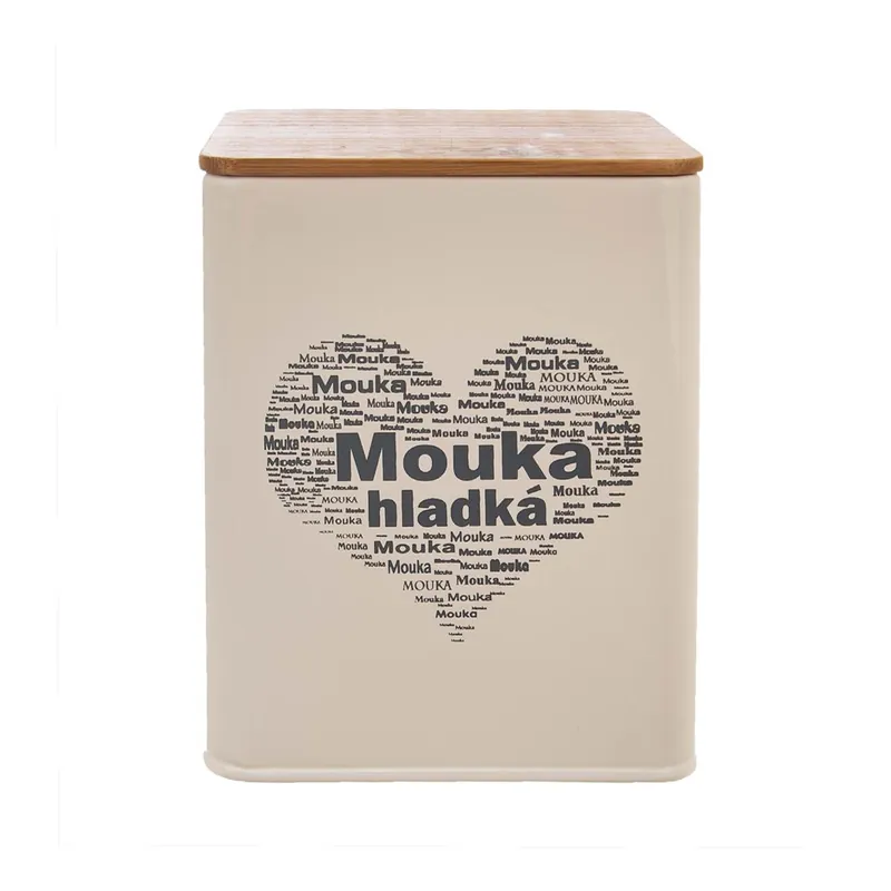 Dóza plech/dřevo 11,5x11,5x14 cm Mouka hlad. SRDCE Rychlé Dodání