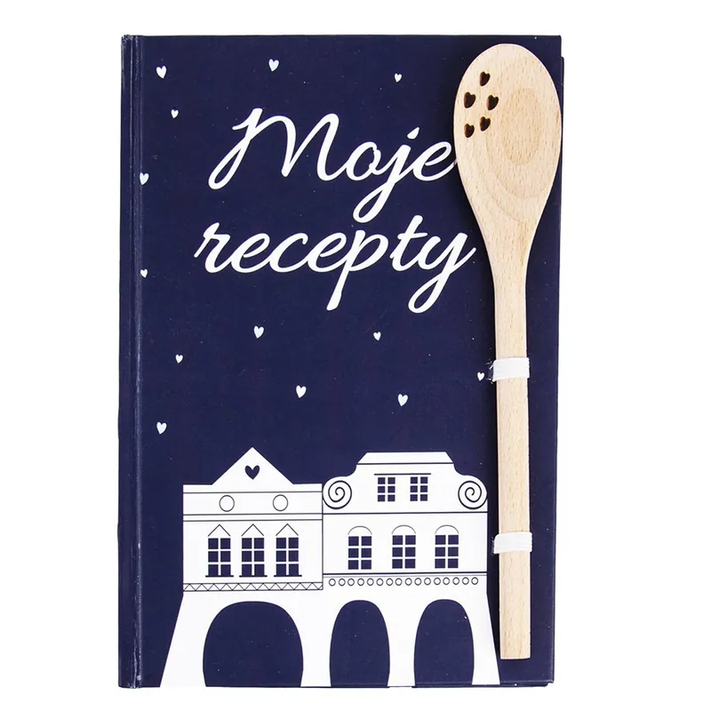 Kniha na recepty+pen DOMKY modrá II JAKOST Poslední Šance