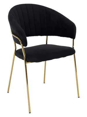 Designové jídelní křeslo, černá Velvet látka/gold chrom zlatý, DASMIN TYP 1 Pouze Dnes
