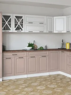 Kup Teď Rohová kuchyňská linka Simea bílá/růžová MAT