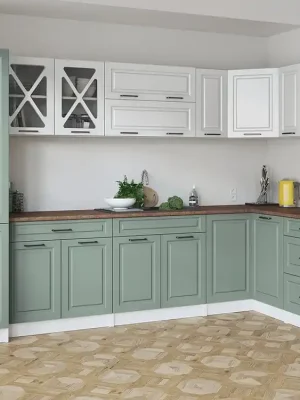 Cenově Výhodný Rohová kuchyňská linka Simea bílá/sv.zelená