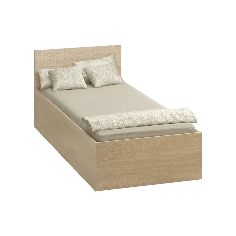 Bezpečná Platba Postel s kovovým roštem a úložným prostorem, 90x200, dub sonoma, DOLI