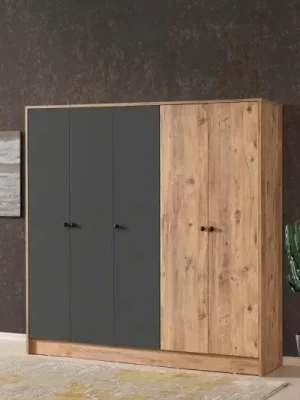 Dokud Zásoby Vydrží HORTEN pětidveřová šatní skříň, pinie/gray