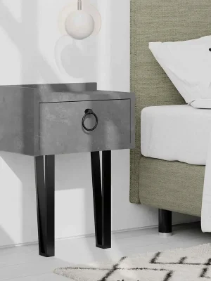 Industriální noční stolek MOSS, retro šedá Cenová Bomba