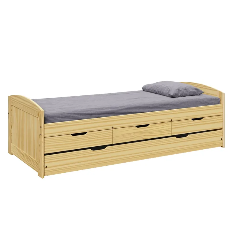 Koupit Online Postel s výsuvnou přistýlkou, přírodní, masiv, 90x200, MARINELLA NEW