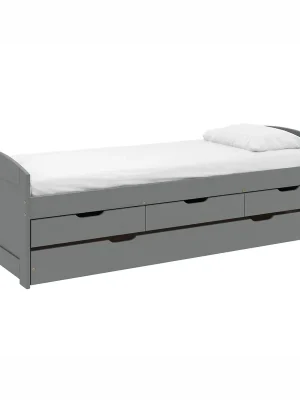 Horká Nabídka Postel s výsuvnou přistýlkou, šedá, masiv, 90x200, MARINELLA NEW