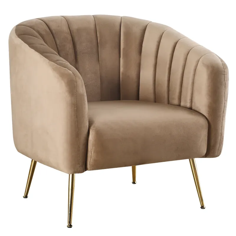 Horká Nabídka Designové křeslo, hnědá Velvet látka/gold chrom-zlatý, BAGY