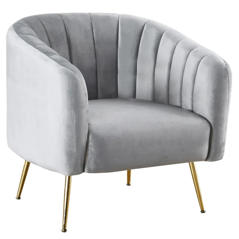 Designové křeslo, šedá Velvet látka/gold chrom-zlatý, BAGY Nakupujte Hned