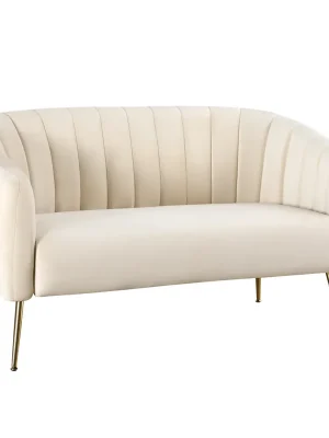 Designový 2-sed, béžová Velvet látka/gold chrom-zlatý, BAGY Jen Po Omezenou Doba