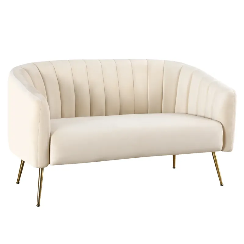Designový 2-sed, béžová Velvet látka/gold chrom-zlatý, BAGY Jen Po Omezenou Doba