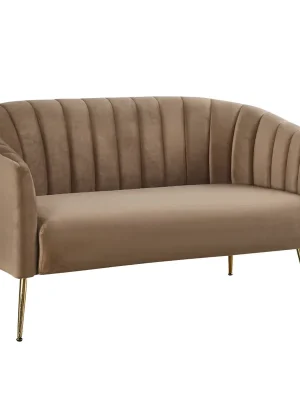 Designový 2-sed, hnědá Velvet látka/gold chrom-zlatý, BAGY Autentický
