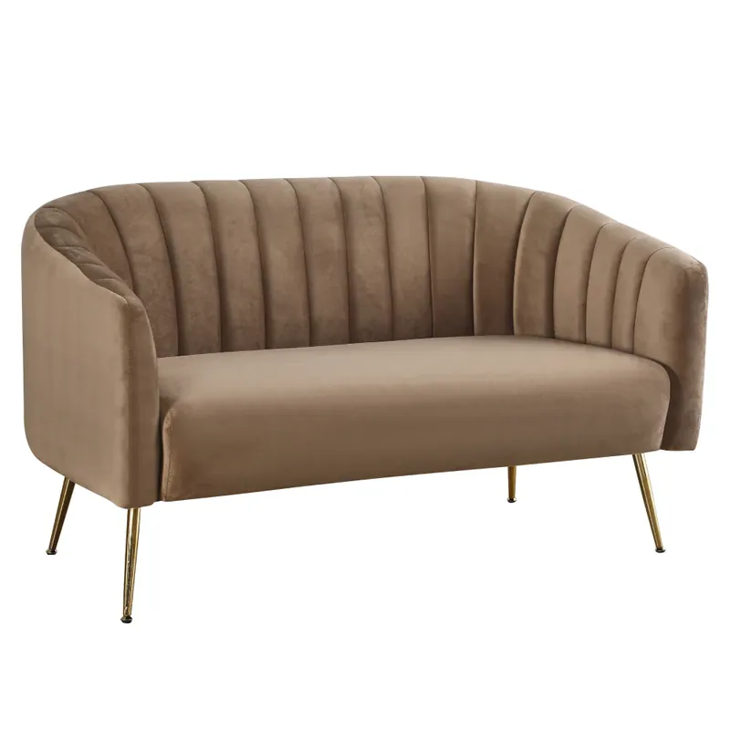 Designový 2-sed, hnědá Velvet látka/gold chrom-zlatý, BAGY Autentický