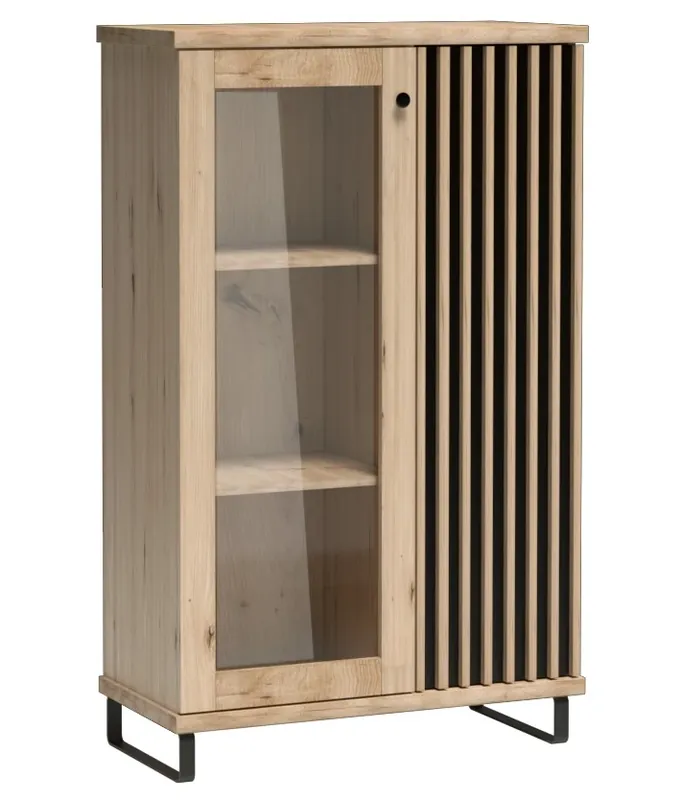 Dokud Zásoby Vydrží Vitrína na nohách 2D BARBUS dub artisan/černá