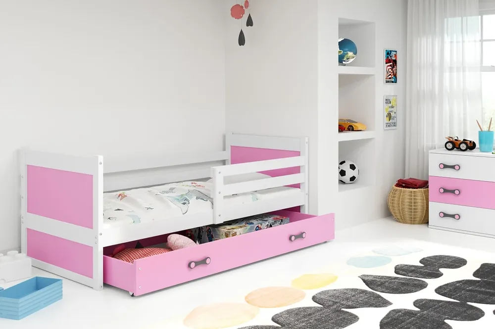 Bezpečná Platba Postel Riky 90x200 bílá/růžová