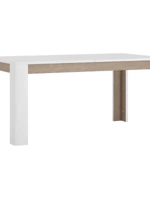 Akční Cena Jídelní rozkládací stůl, bílá extra vysoký lesk HG/dub sonoma tmavý truflový, 160-200x90 cm, LYNATET TYP 75