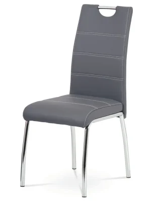 Jídelní židle, šedá, ekokůže, HC-484 GREY Vysoce Kvalitní