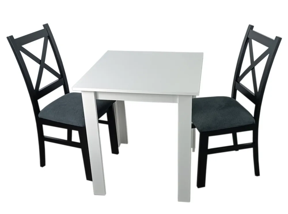 Jídelní sestava 2+1 TOMEK 70x70 cm bílá/černá/Moric 8 Nová Kolekce