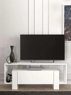 Výprodej SORITO úzký TV stolek, bílá
