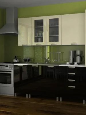 Časově Omezené Kuchyňská linka Simeon MDR 240 vanilka/černý lesk
