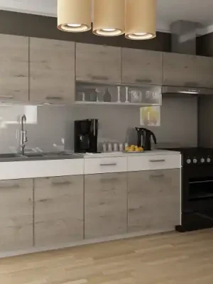 Kuchyňská linka Tatius 240/180 dub sonoma/bílý pás Dokud Zásoby Vydrží