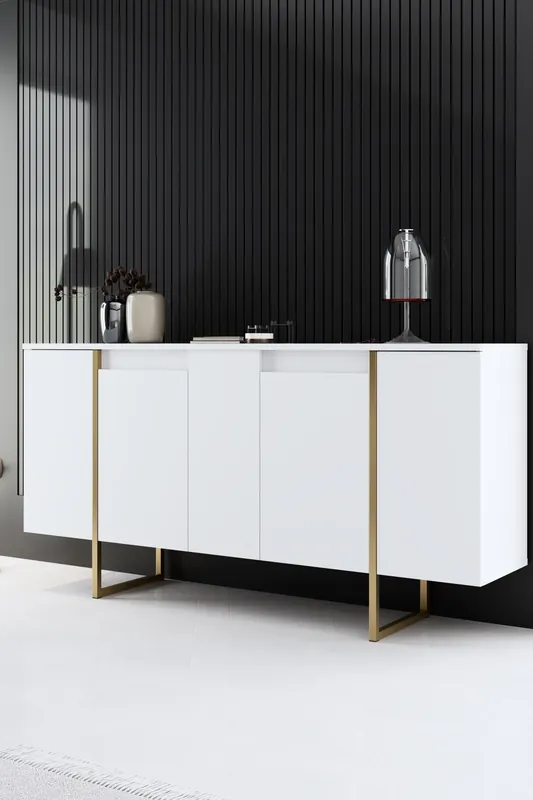 Luxe komoda na nožičkách, bílá / zlatá Expresní Doručení