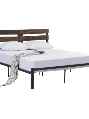 Akční Nabídka Manželská postel s roštem, dub rustikal/kov, 160x200, ANEYA