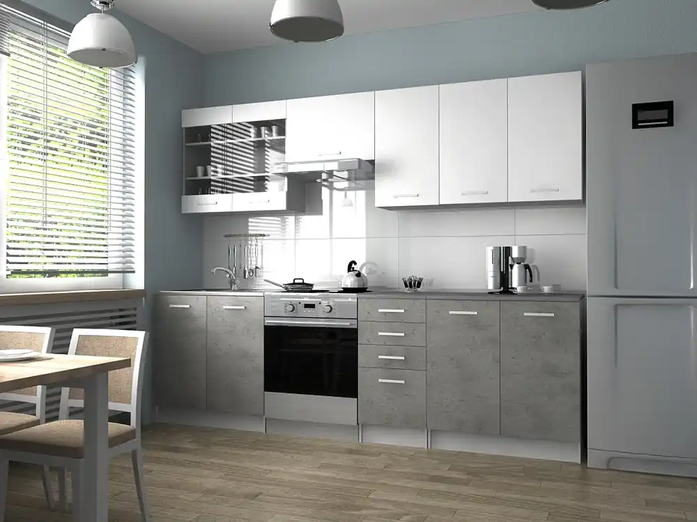 Kuchyňská Linka Pamis 260/200 bílá/beton Rychlé Dodání