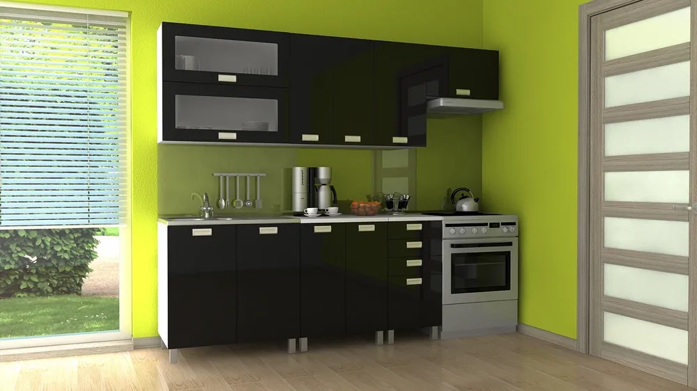 Akční Cena Kuchyňská linka Nadine MDR 240/180 černý lesk