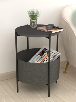 Konferenční stolek kulatý JUDITH antracit/černá Must-Have