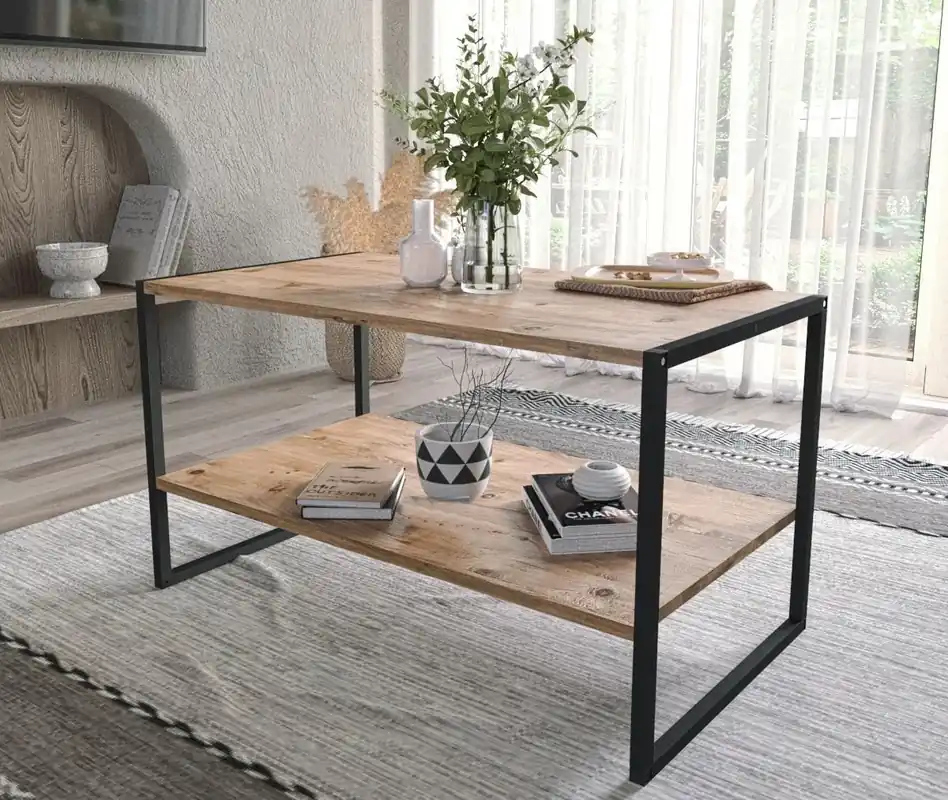 Konferenční stolek MAYER 90 borovice/černá Must-Have