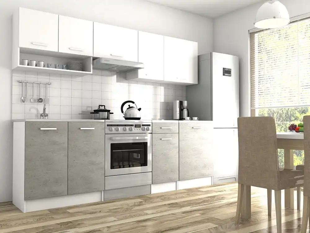 Kuchyňská linka Luigi 260/200 II bílá/beton Horká Nabídka
