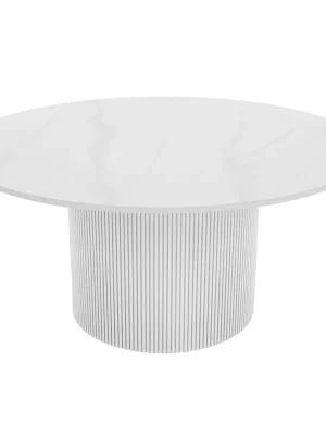 Konferenční stolek, bílý mramor/MDF, průměr 80 cm, MAHIR TYP 1 Nejlepší Volba