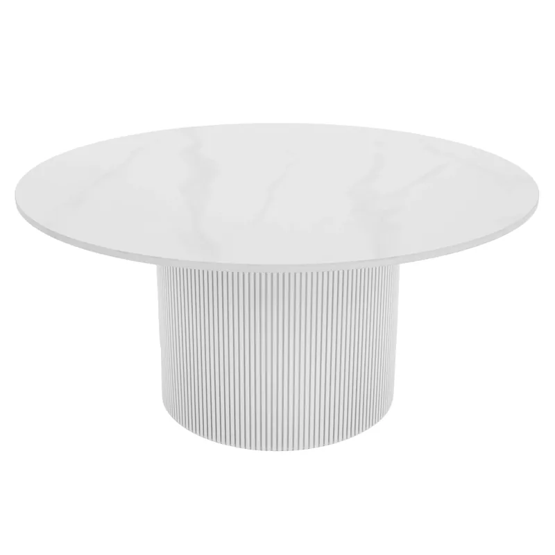 Konferenční stolek, bílý mramor/MDF, průměr 80 cm, MAHIR TYP 1 Nejlepší Volba