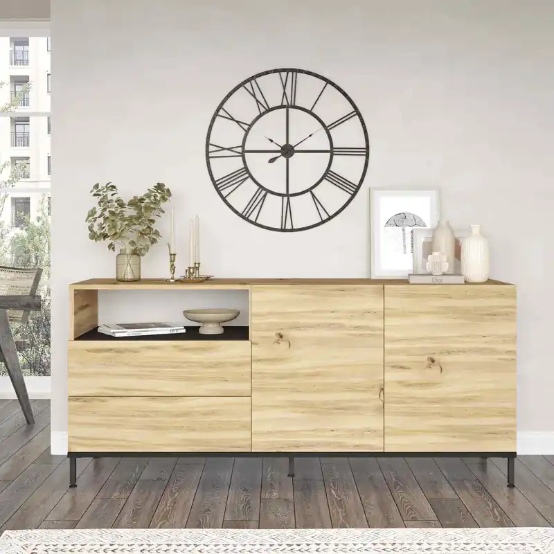 Kup Teď PONDER moderní komoda 4-dveřová, barva dub Left/černá