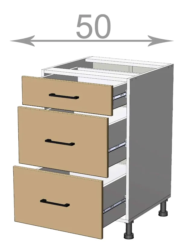 Pouze Dnes Capri LD12S5082, kuchyňská šuplíková skříňka š.50, korpus grafit, dvířka dub Craft šedý