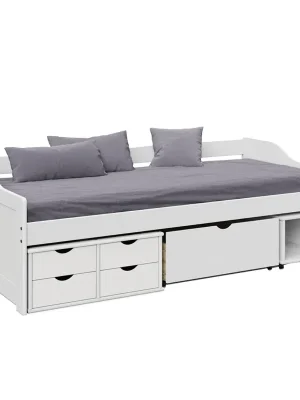 Značkový Postel s úložným prostorem, bílá, masiv, 90x200, MAXI NEW