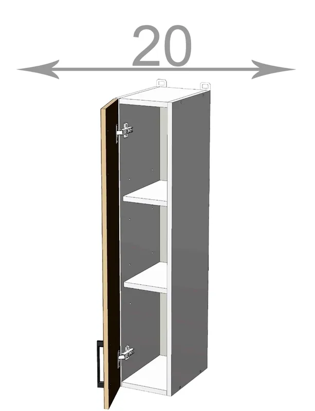 Omezená Nabídka Capri W2092F, kuchyňská vysoká skříňka š.20, korpus bílý, dvířka dub Craft šedý