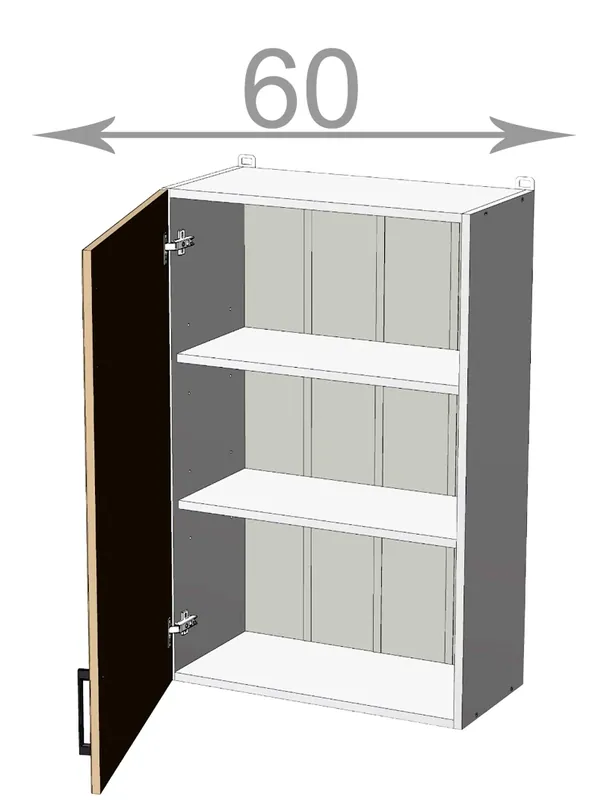 Capri W60921, kuchyňská vysoká skříňka š.60, korpus bílý, dvířka dub Craft šedý Nejprodávanější