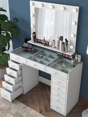 Aktuální NARBOLIA toaletní stolek se zrcadlem, bílá