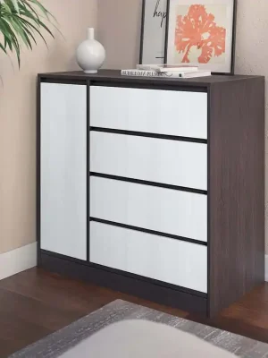 DRESSER 11 šuplíková komoda, bílá / wenge Nová Kolekce