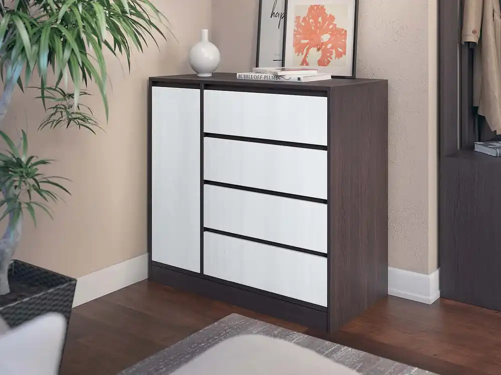 DRESSER 11 šuplíková komoda, bílá / wenge Nová Kolekce