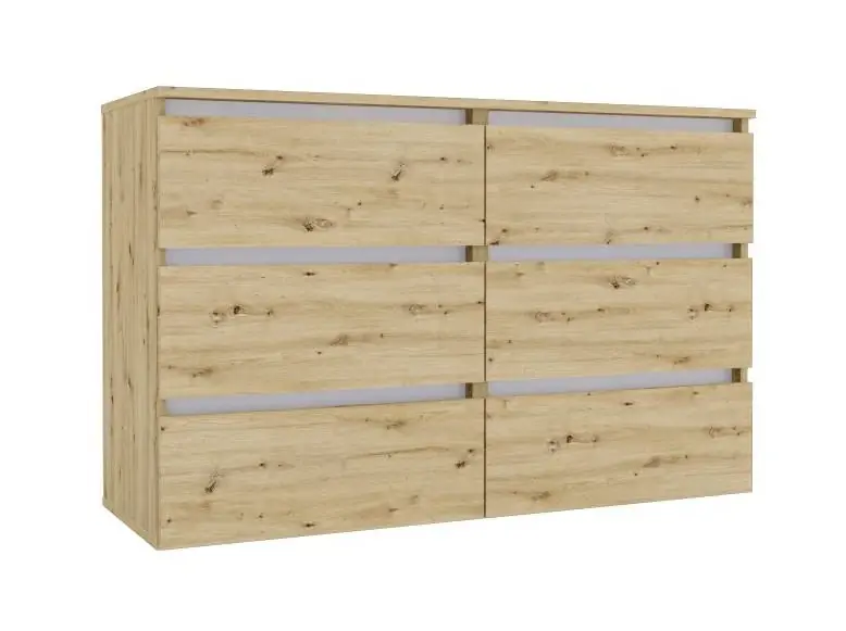 Must-Have IDEA šuplíková komoda 1200, Oak Artisan / Nimfea alba