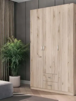M-STYLE třídveřová šatní skříň, dub Raya Autentický