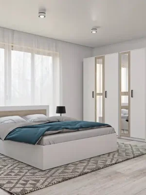 Ložnicová sestava BOXBY, barva bílá mat/dub coastland satin Výprodej