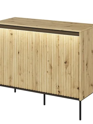 Komoda 2D s LED IPOLIS dub artisan/černá Výhodná Nabídka
