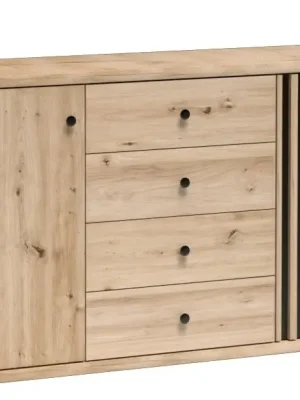 Akční Nabídka Komoda 2D4S BARBUS dub artisan/černá