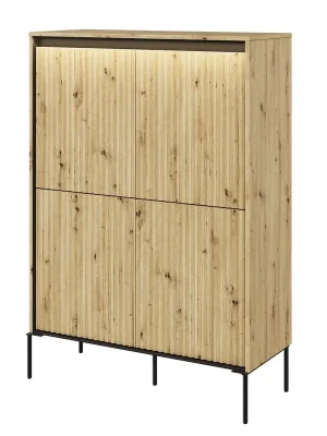 Komoda 4D s LED IPOLIS dub artisan/černá Výhodná Nabídka