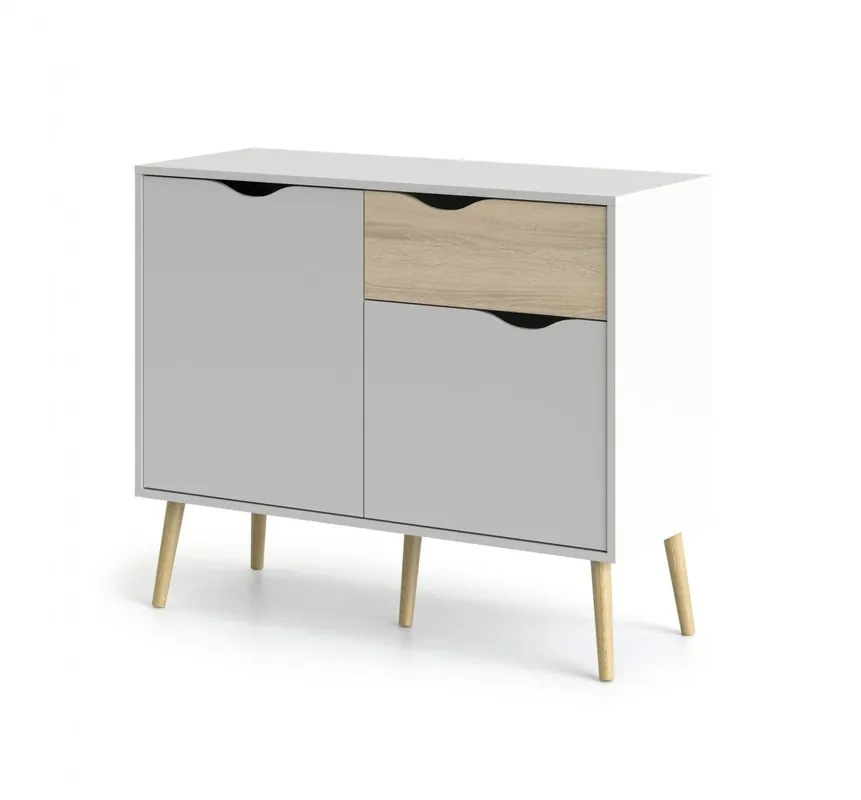 Komoda Retro 387 bílá/dub sonoma Levný